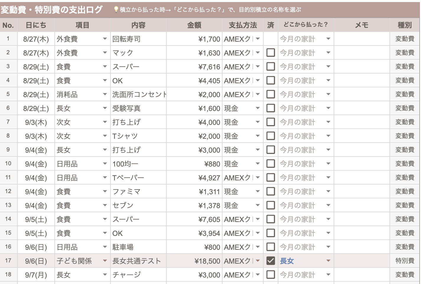 支出ログ