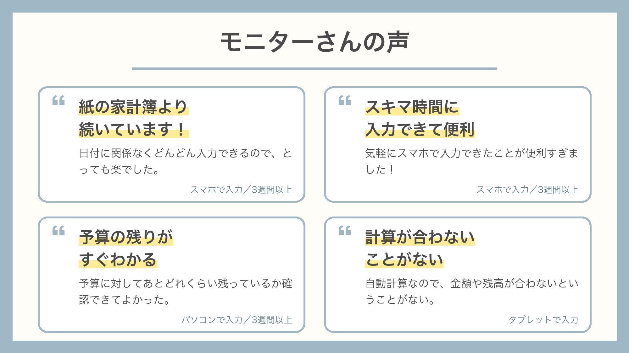 モニターさんの声