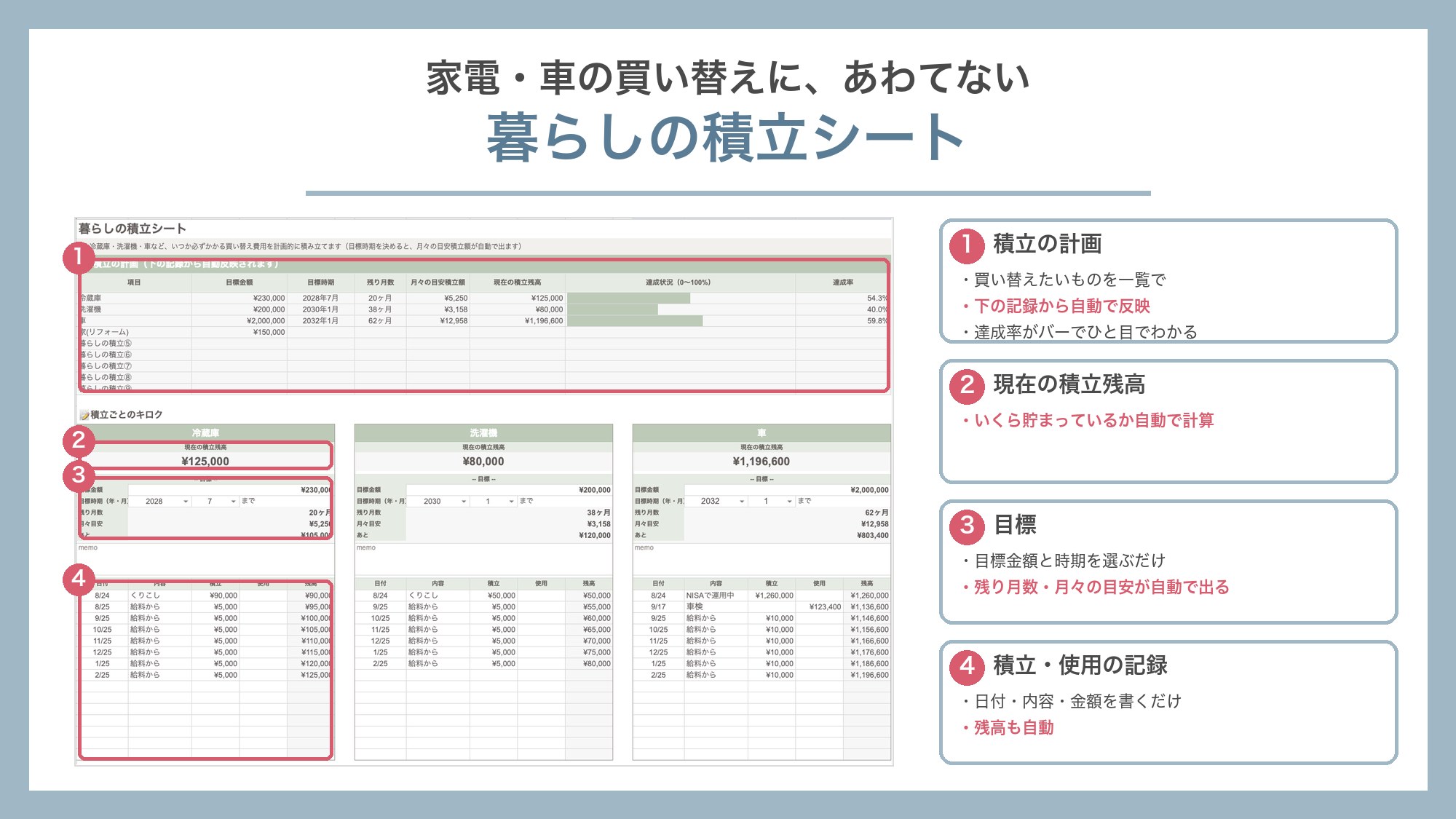 暮らしの積立シート