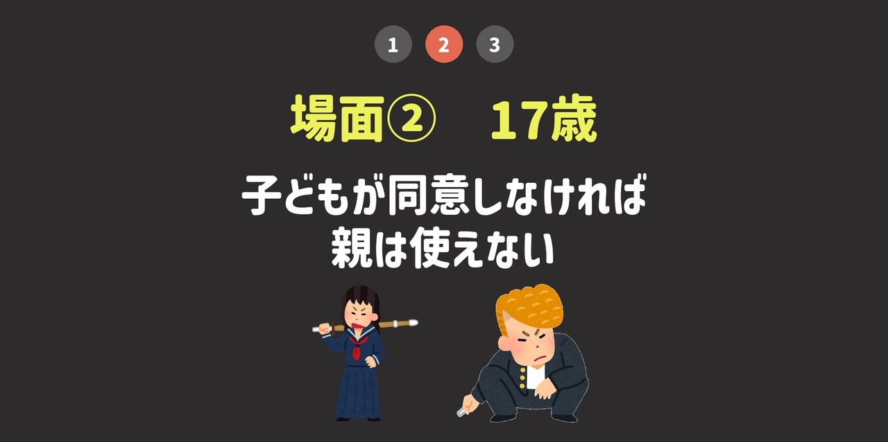 場面②17歳。子どもが同意しなければ親は使えない